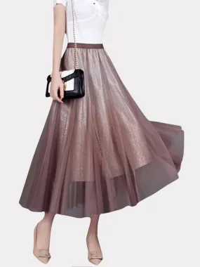 Mocha Sparkle Midi Skirt