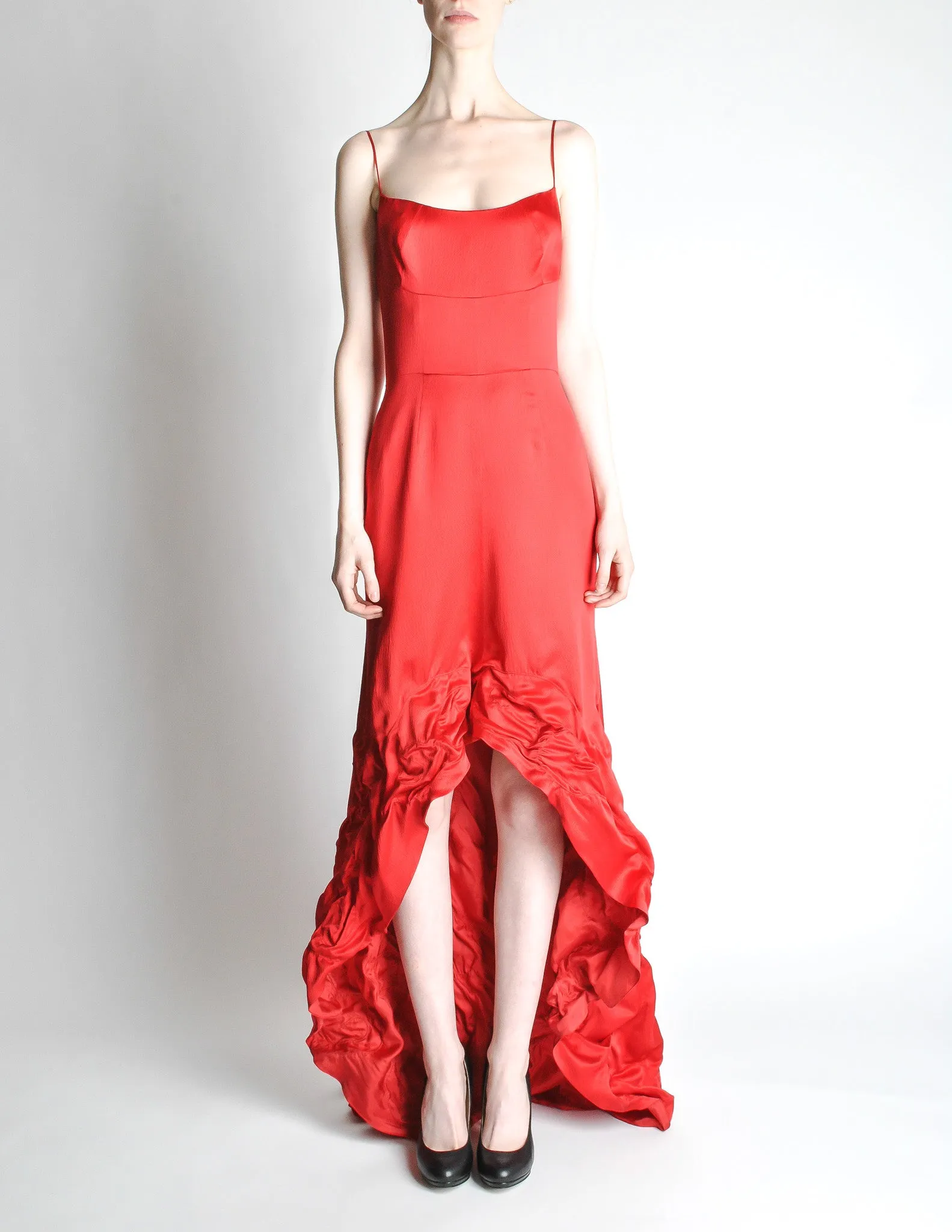 Moschino Vintage Red Silk Hi-Low Train Dress