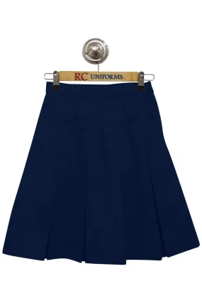 Navy Box-Pleat Skirt