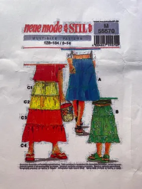 Neue Mode Pattern M55570 UNCUT Girls Skirt Sizes 8, 10, 12, 14