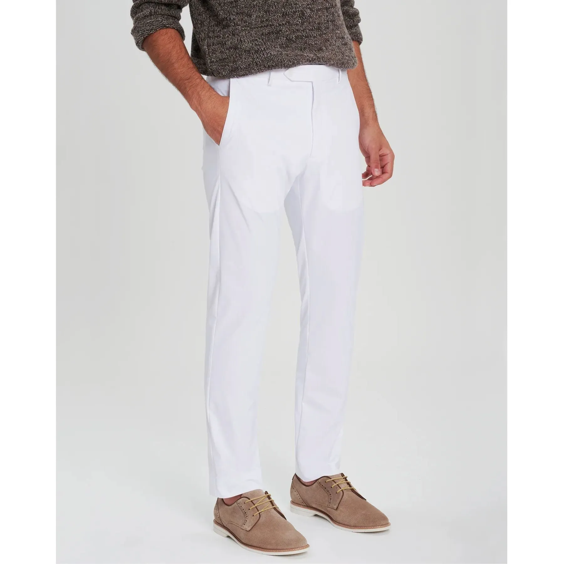 Noah Active Trousers in White (Trim Tapered Fit) by Zanella