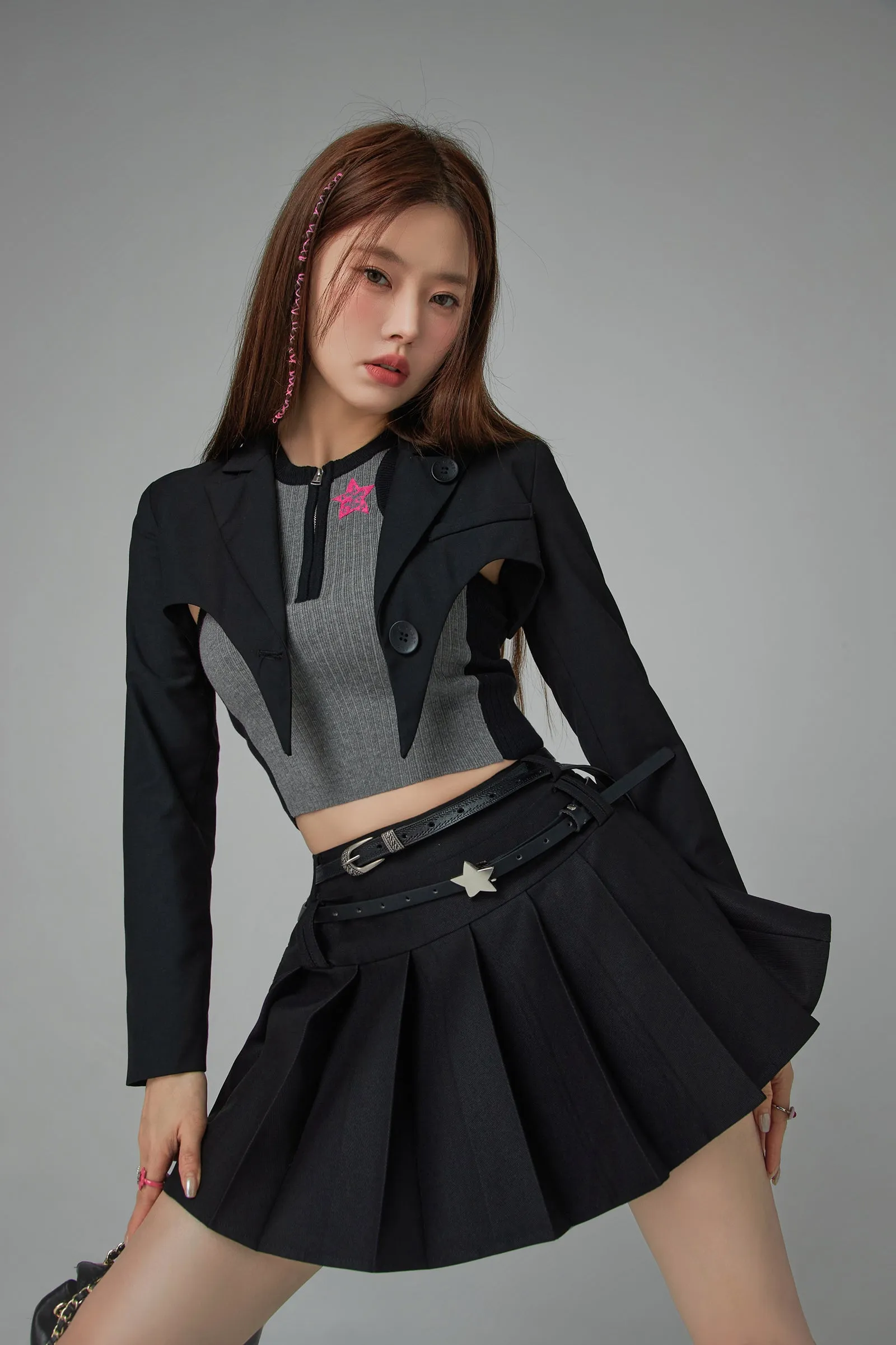 One Button Cropped Jacket