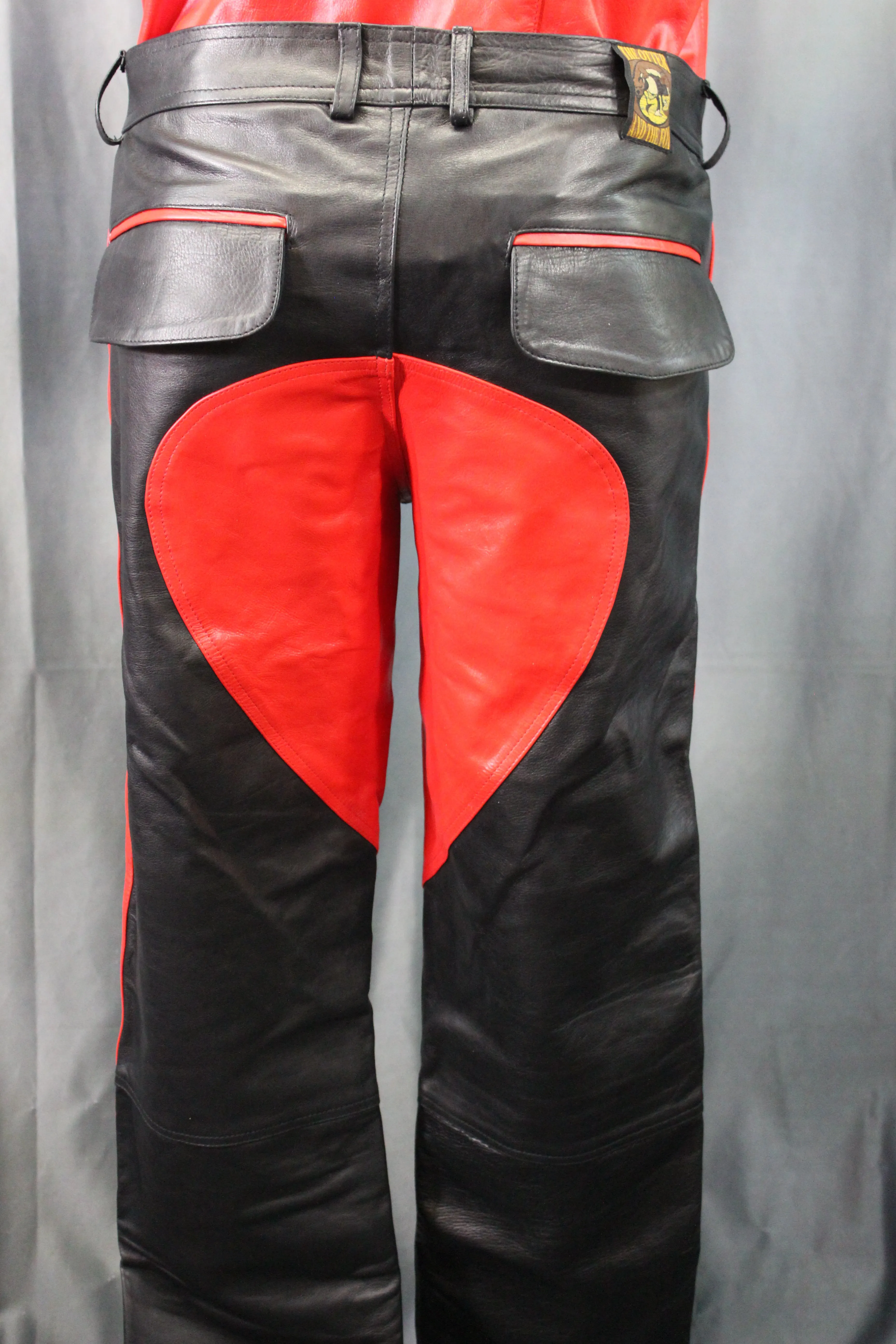 OnF Leather Formal Pants in Black with Red Highlights