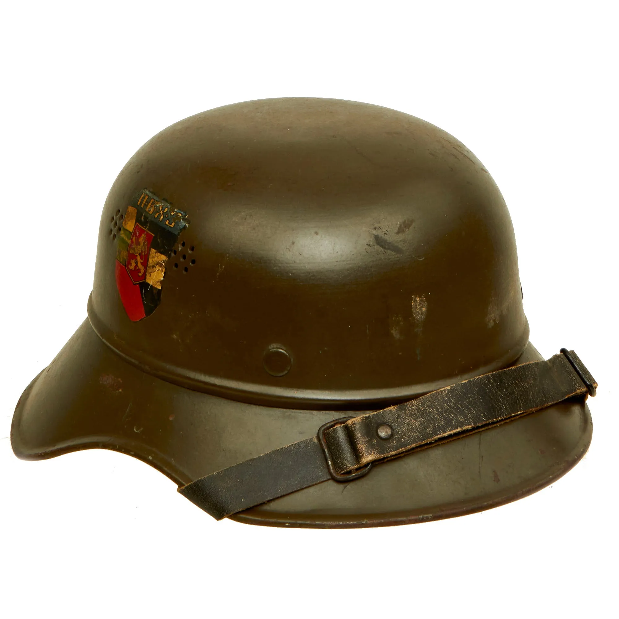 Original Bulgarian WWII Anti-Air & Chemical Defense German-made M38 Beaded Gladiator Helmet - 56cm