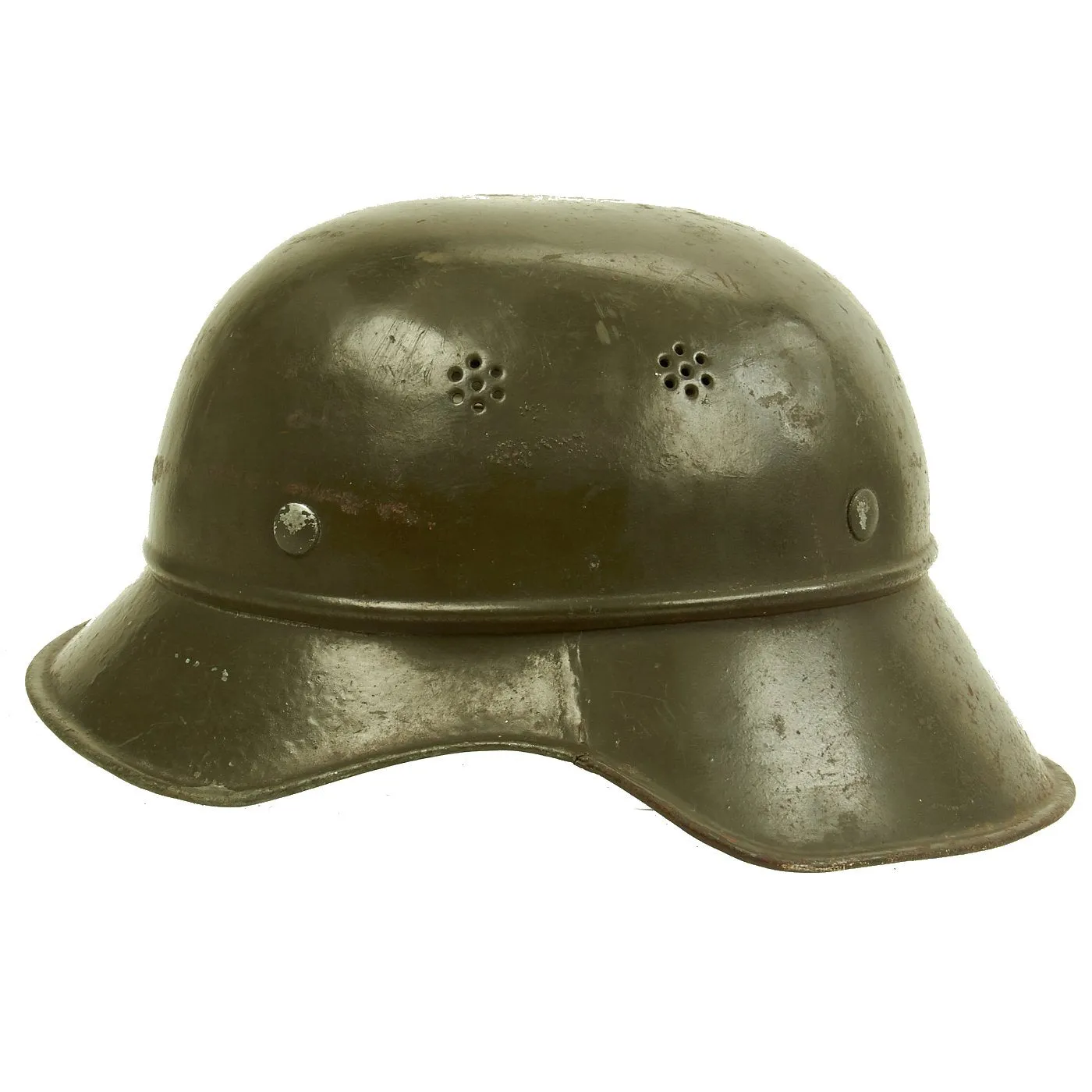 Original Bulgarian WWII Anti-Air & Chemical Defense German-made M38 Beaded Gladiator Helmet