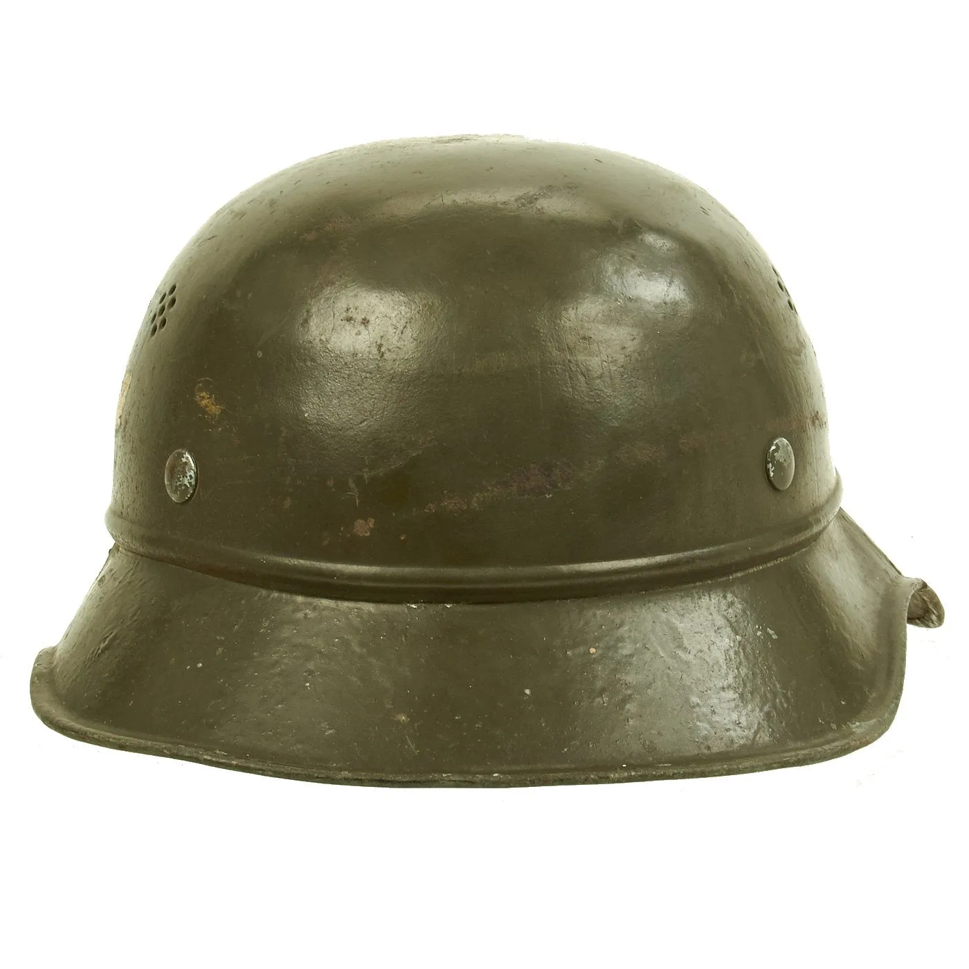 Original Bulgarian WWII Anti-Air & Chemical Defense German-made M38 Beaded Gladiator Helmet