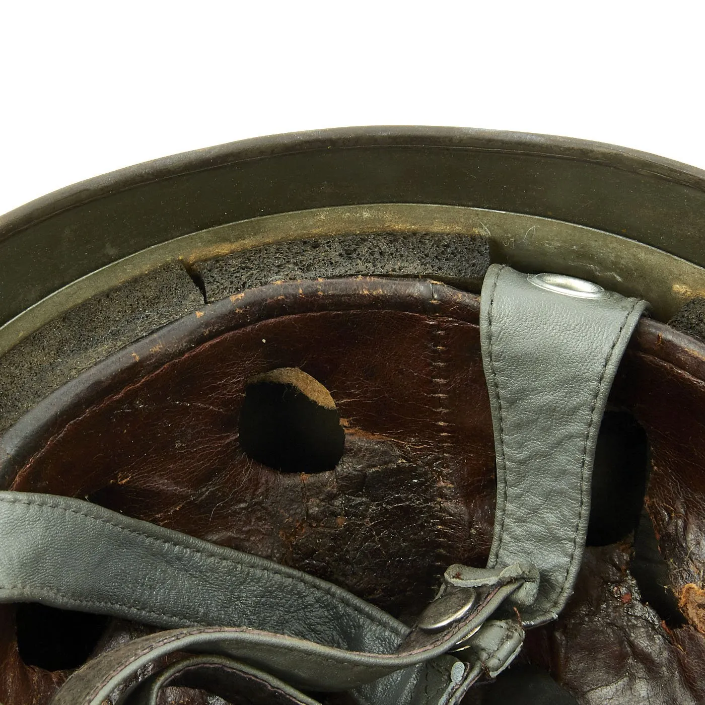 Original German WWII M38 Luftwaffe Fallschirmjäger Paratrooper Helmet with Replica Chinstrap - ET66