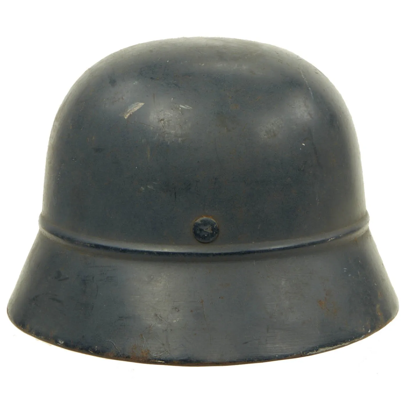 Original German WWII Named Beaded M35 NSDAP Double Decal Civic Police Steel Helmet - marked NS64