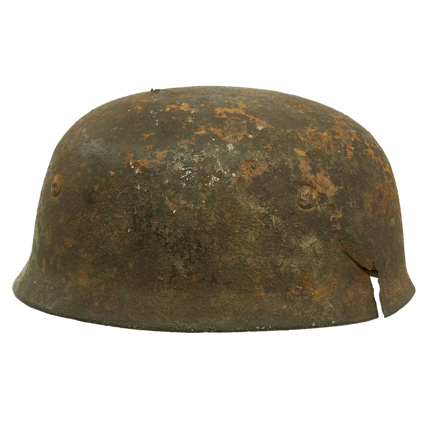 Original German WWII Netherlands Battlefield Pickup Shot-through M38 Luftwaffe Fallschirmjäger Paratrooper Helmet