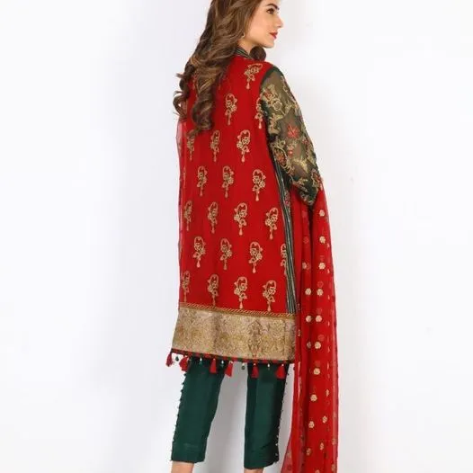 ORIGINAL Pakistani designer dress by Baroque Embroidered Chiffon Collection STITCHED