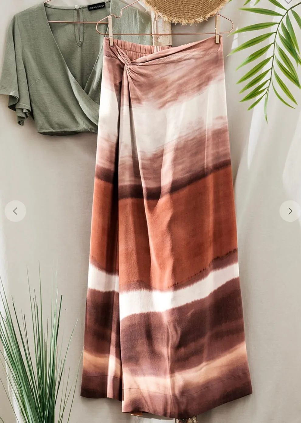 Painted Daisy, Tie Dye Midi Skirt, Rust