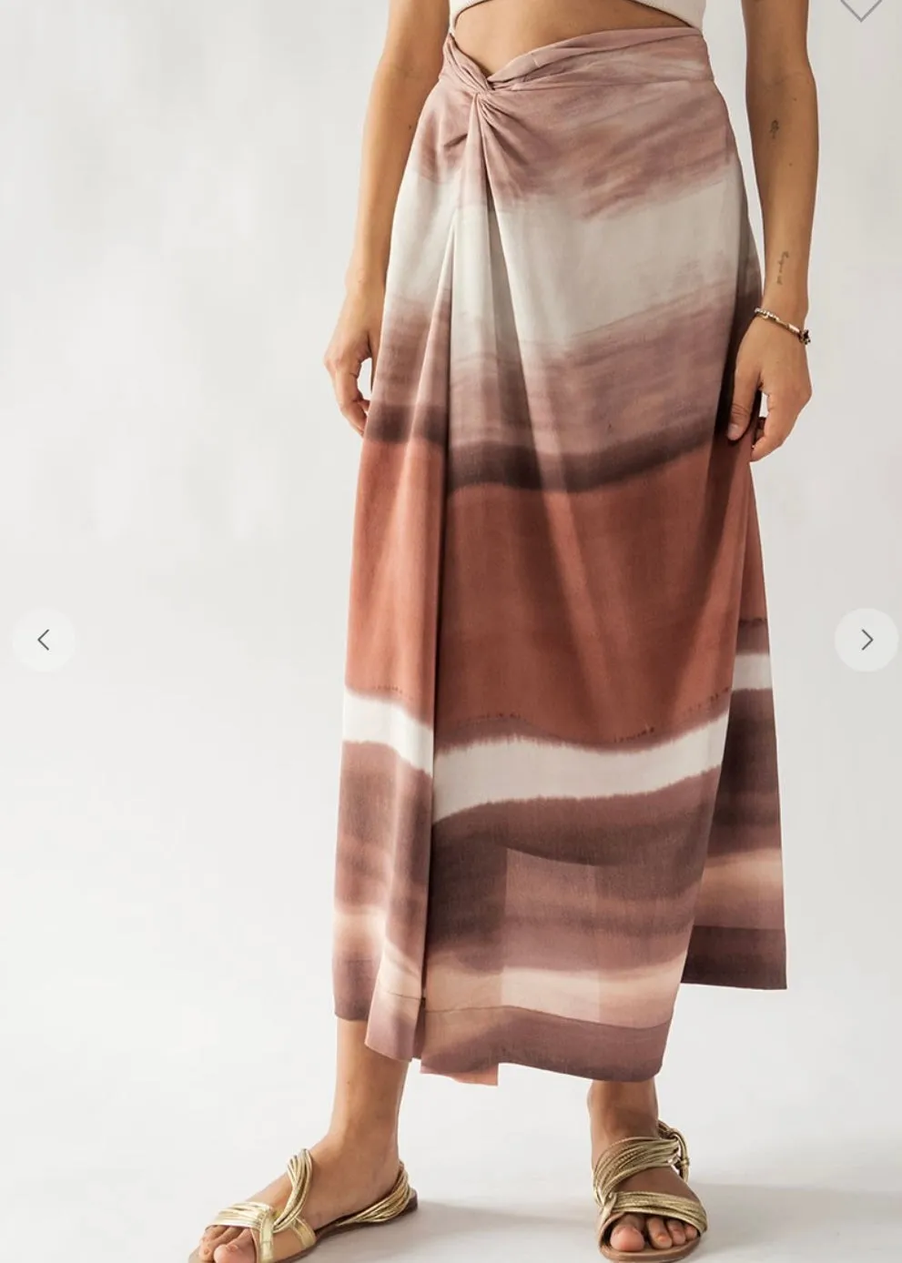 Painted Daisy, Tie Dye Midi Skirt, Rust