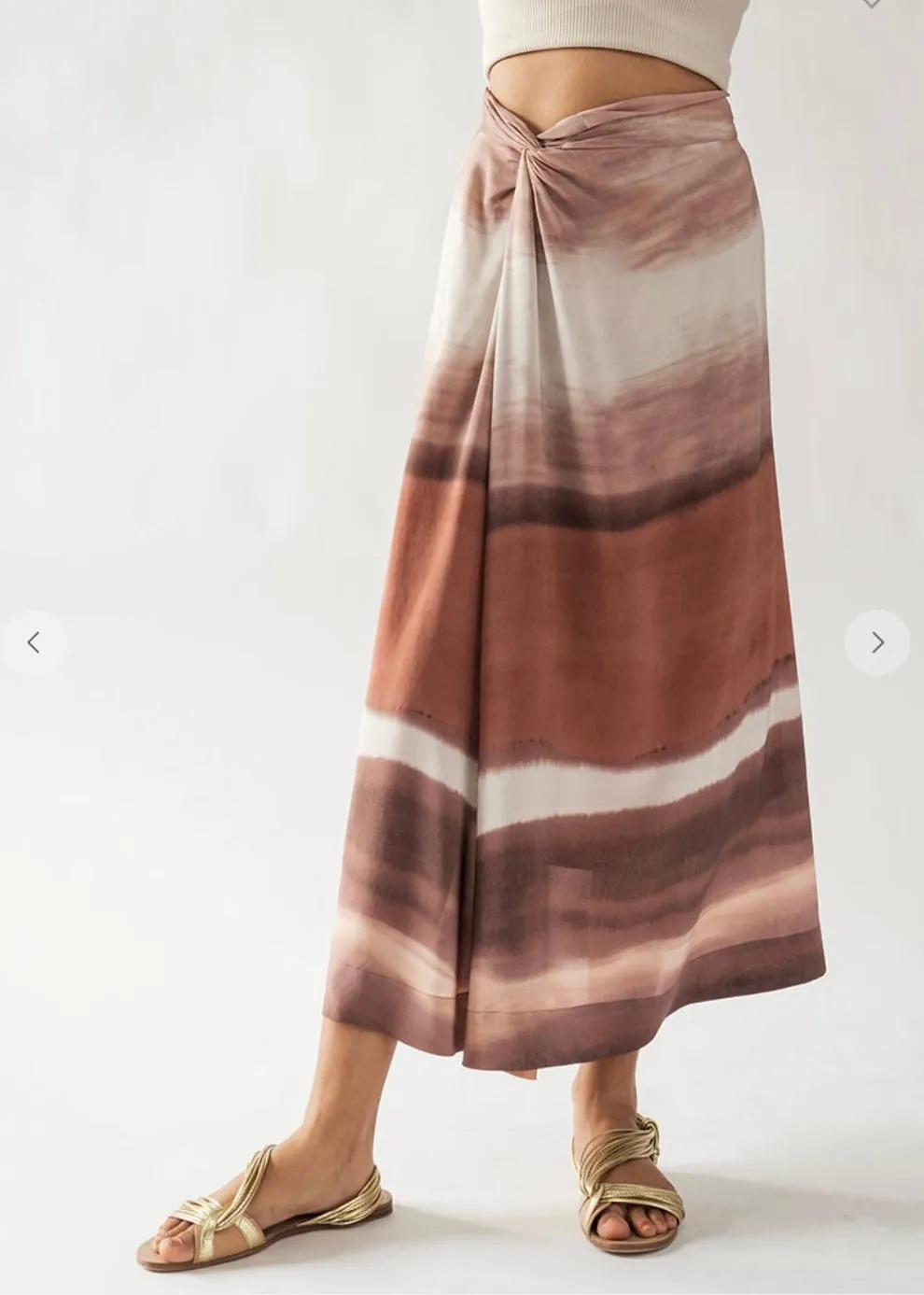 Painted Daisy, Tie Dye Midi Skirt, Rust