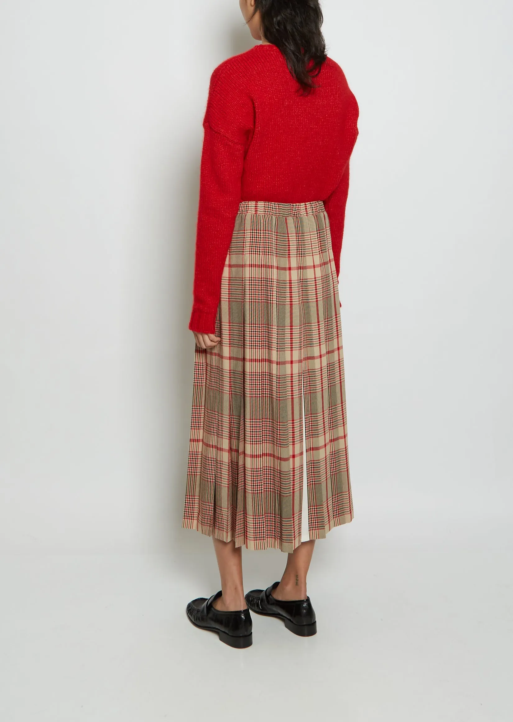 Pleated Silk Voile Skirt with Splits