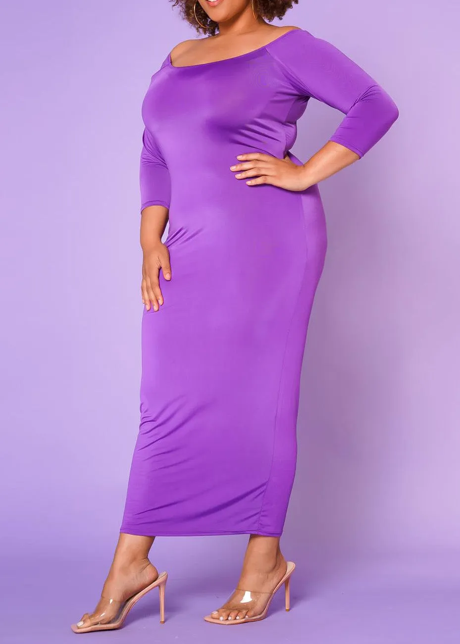 Plus Size Women Sincere Off Shoulder Bodycon Maxi Dress