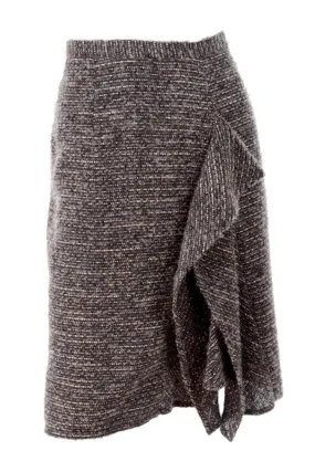 Pre-Fall 2009 Oscar de la Renta Skirt Brown & Cream Wool Mohair Alpaca Tweed