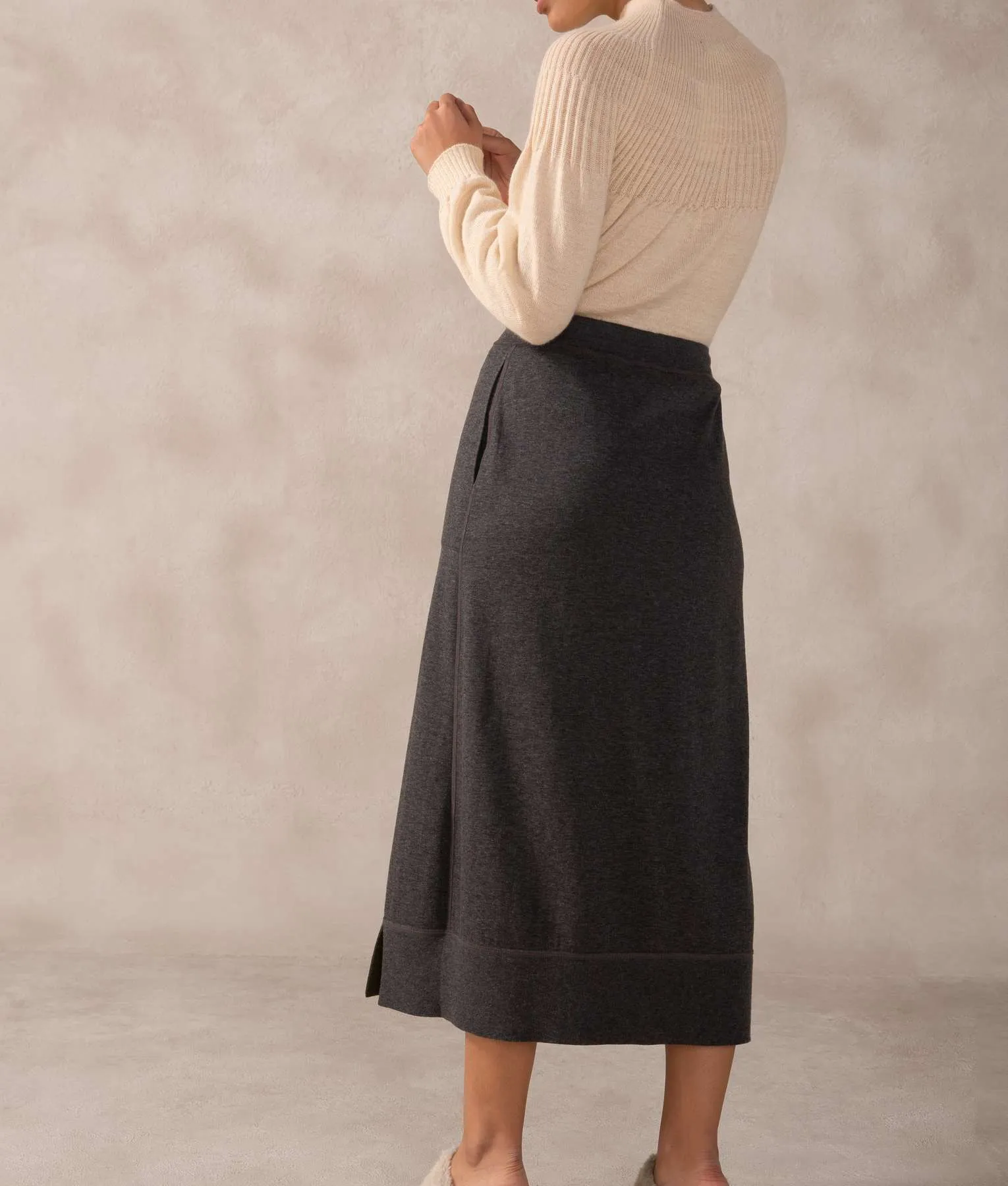 Premium Alpaca and Cotton Cargo Skirt