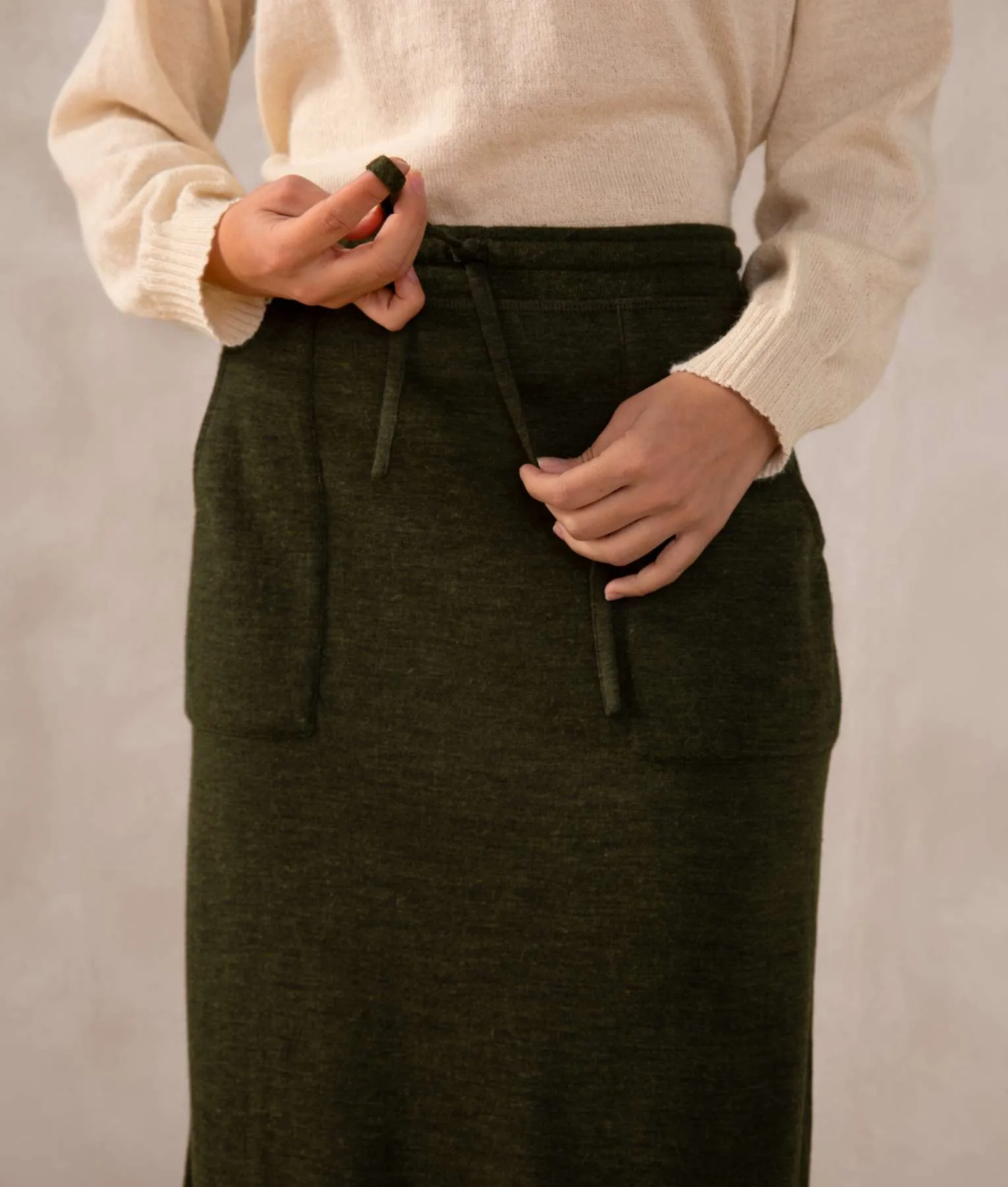 Premium Alpaca and Cotton Cargo Skirt