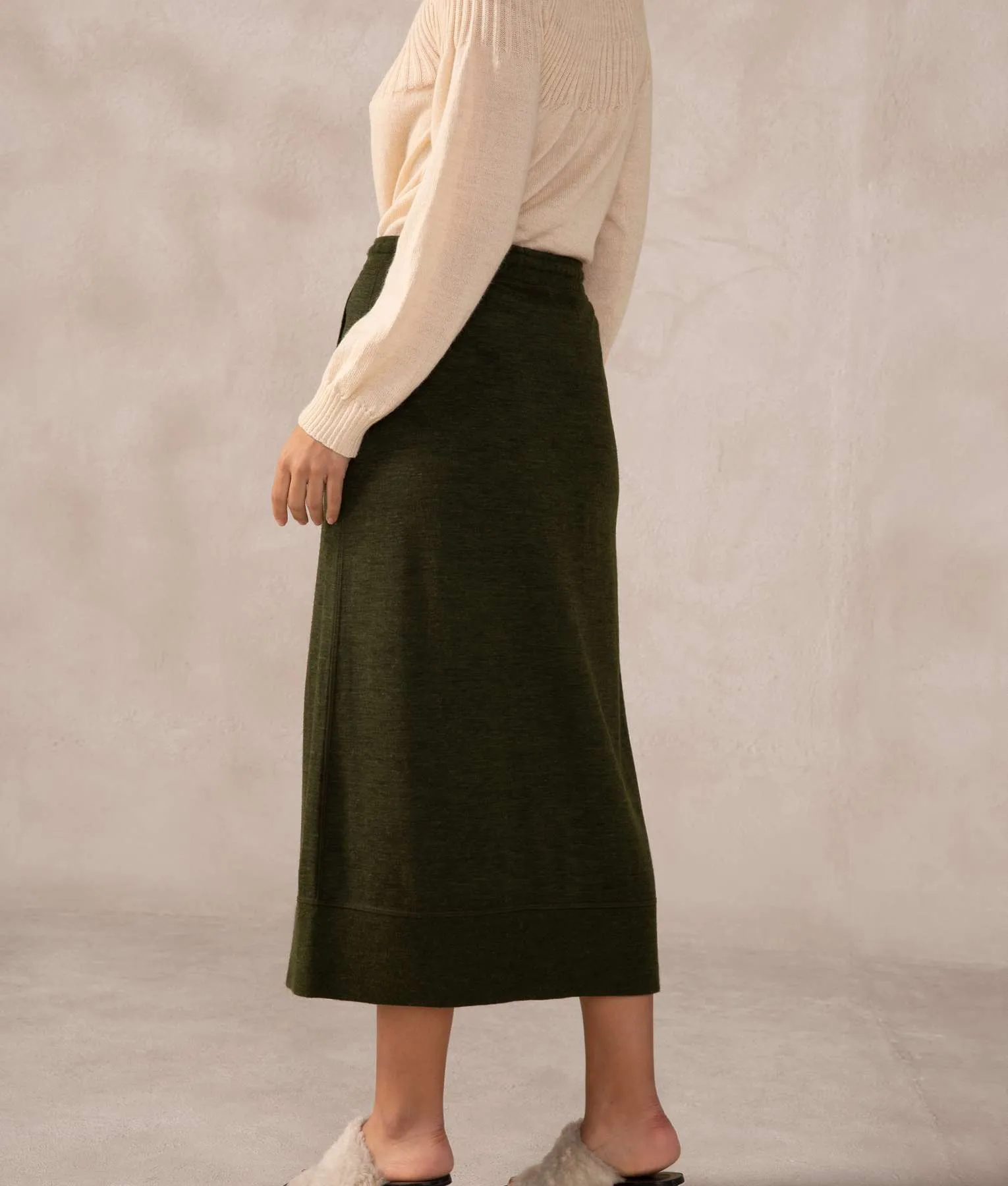 Premium Alpaca and Cotton Cargo Skirt