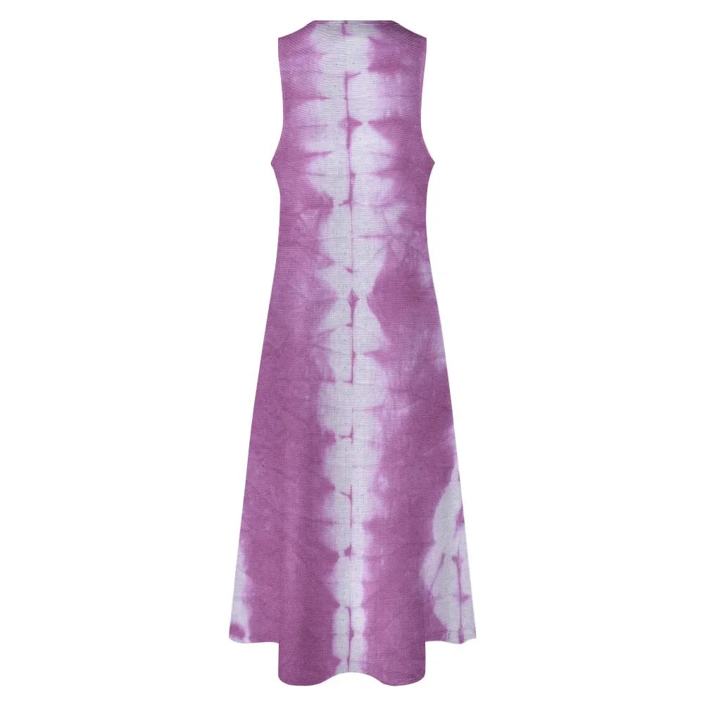 Purple Tie-dye Long Dress