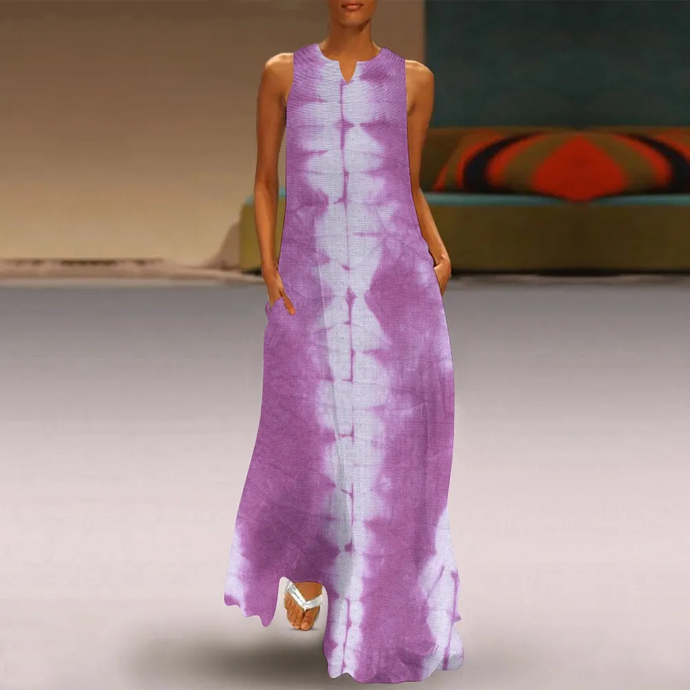 Purple Tie-dye Long Dress