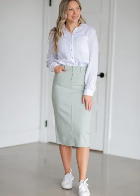 Remi Sage Denim Midi Skirt - FINAL SALE