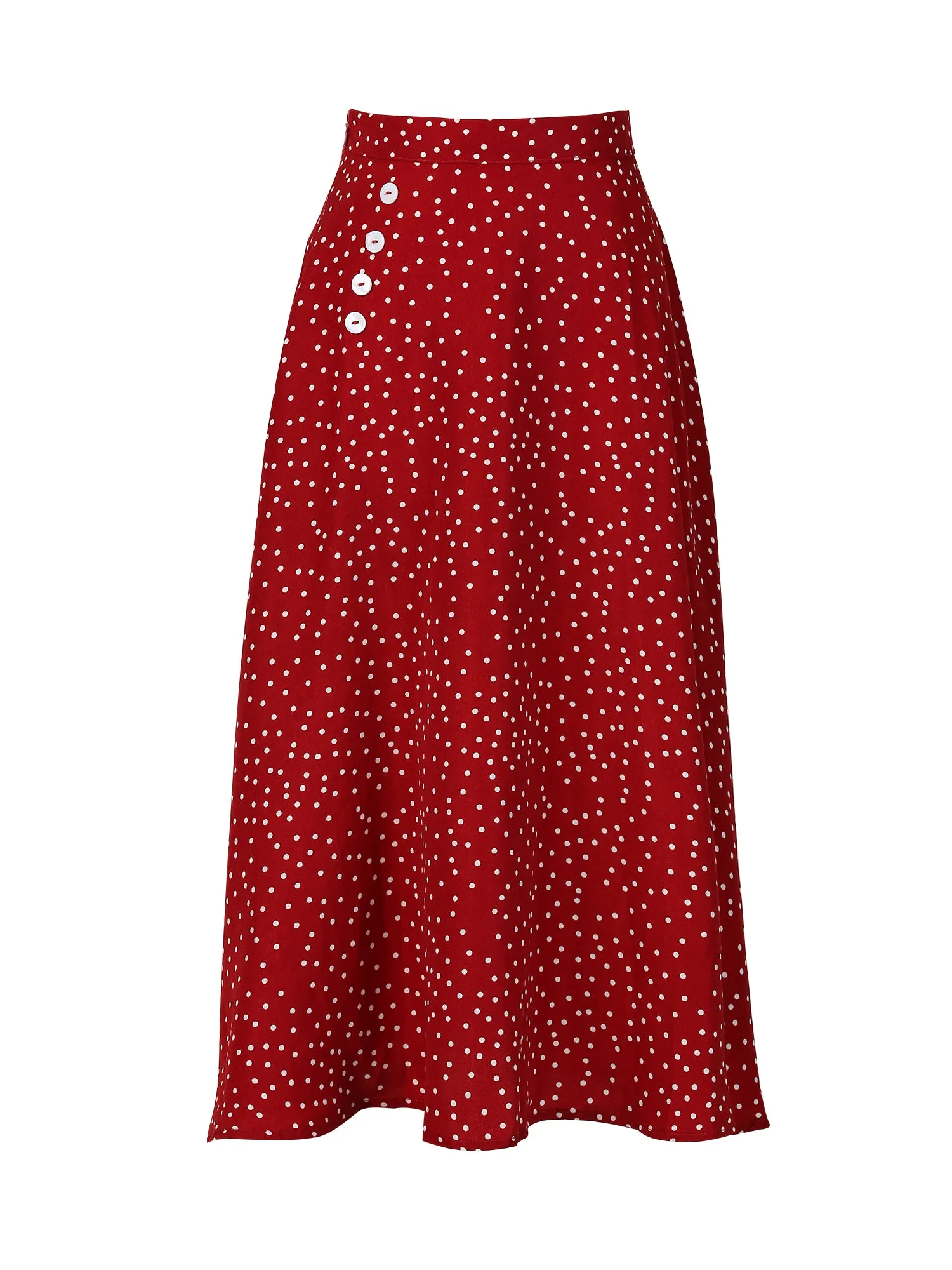 Retro Polka Dot Elastic Waist Vintage A-Line Midi Skirt