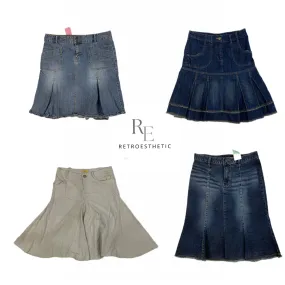 Retro Style Denim Midi Skirts (Sr-452)