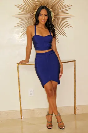 Royal Blue Bodycon Mini Skirt Set