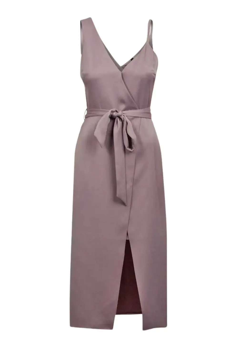 Satin Wrap Midi Dress