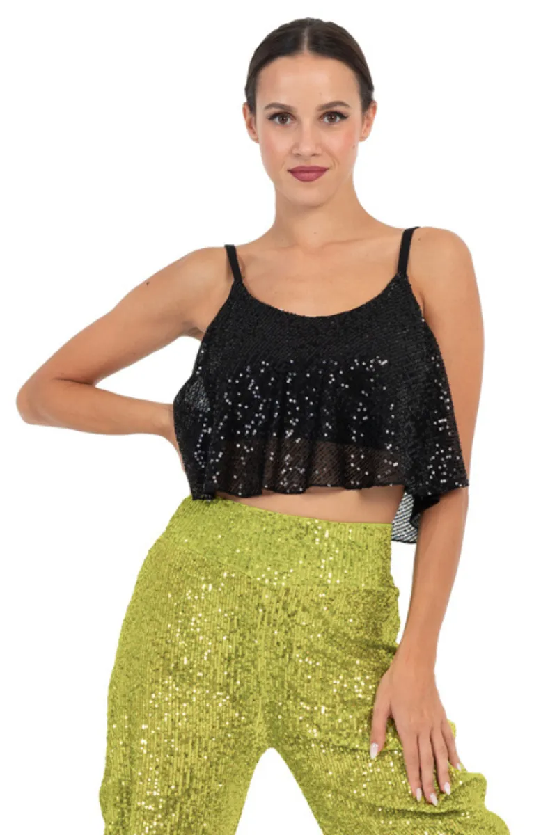 Sequinned Loose Crop Top