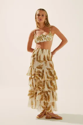 Sequins Palm Midi Skirt With Ruffles E4279A1397