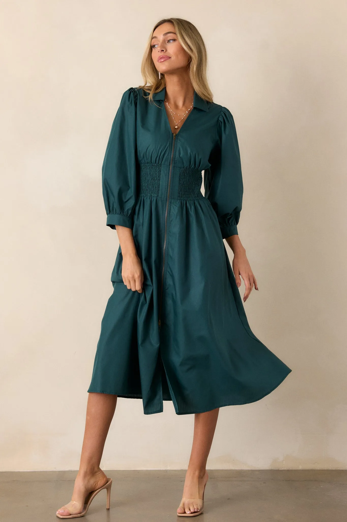 Shift in Perspective Forest Green Midi Dress