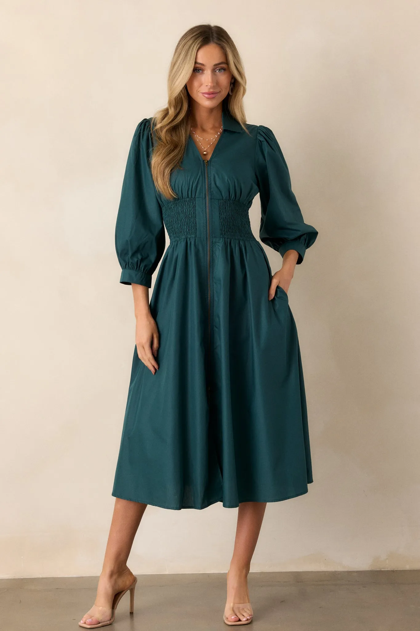 Shift in Perspective Forest Green Midi Dress