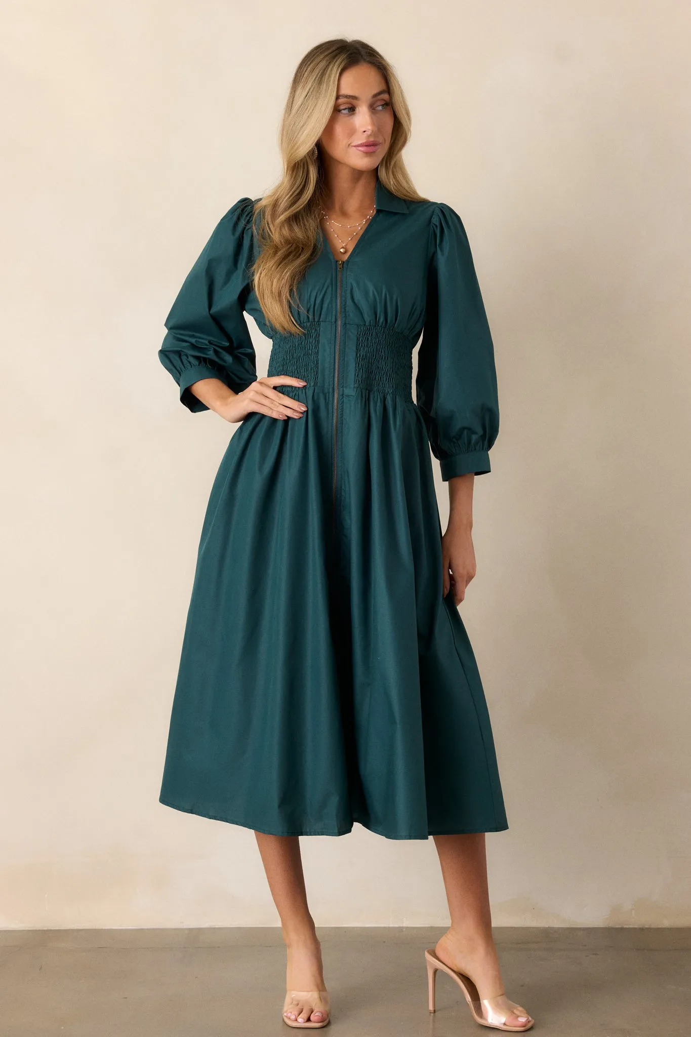 Shift in Perspective Forest Green Midi Dress