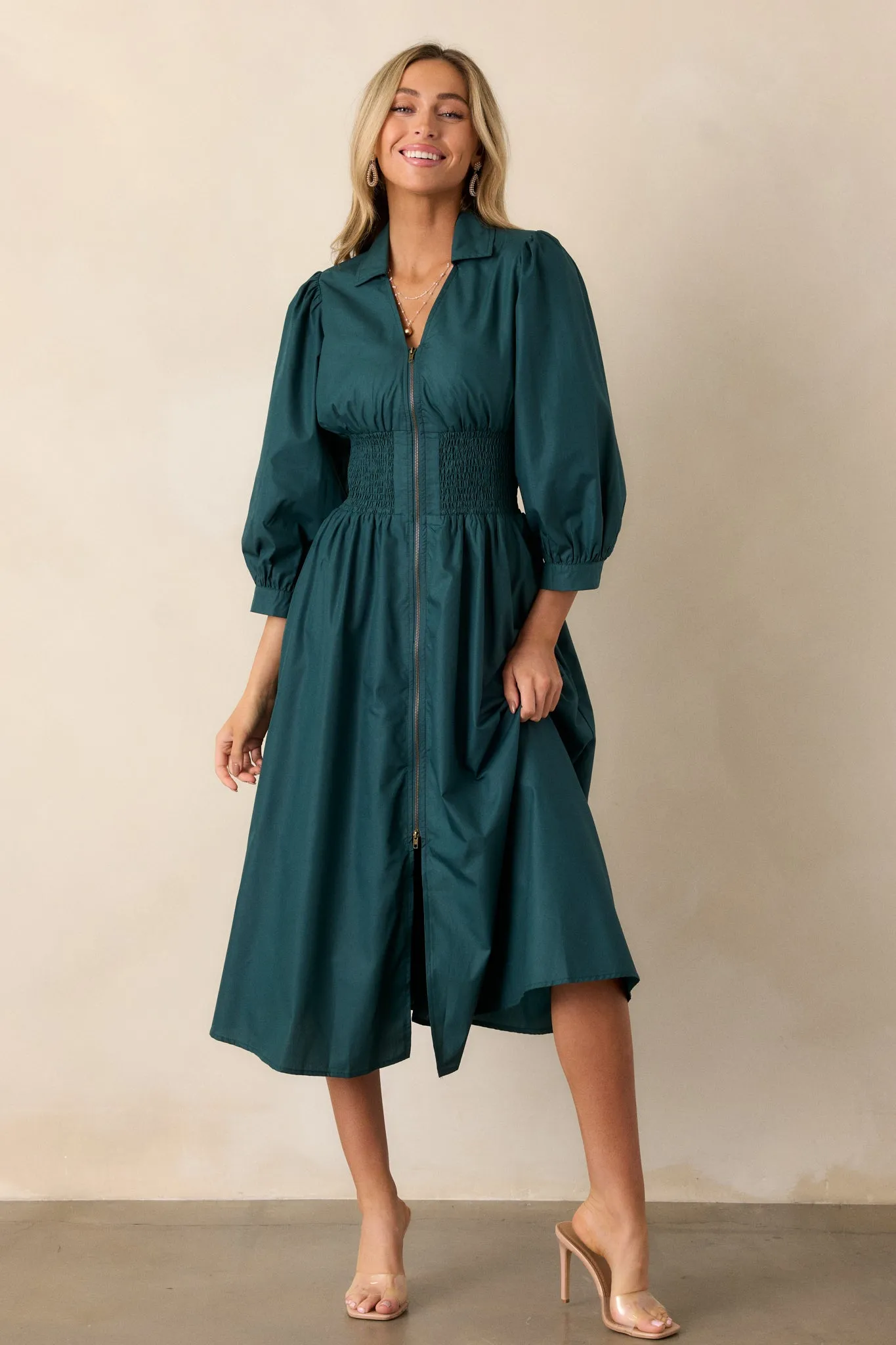 Shift in Perspective Forest Green Midi Dress