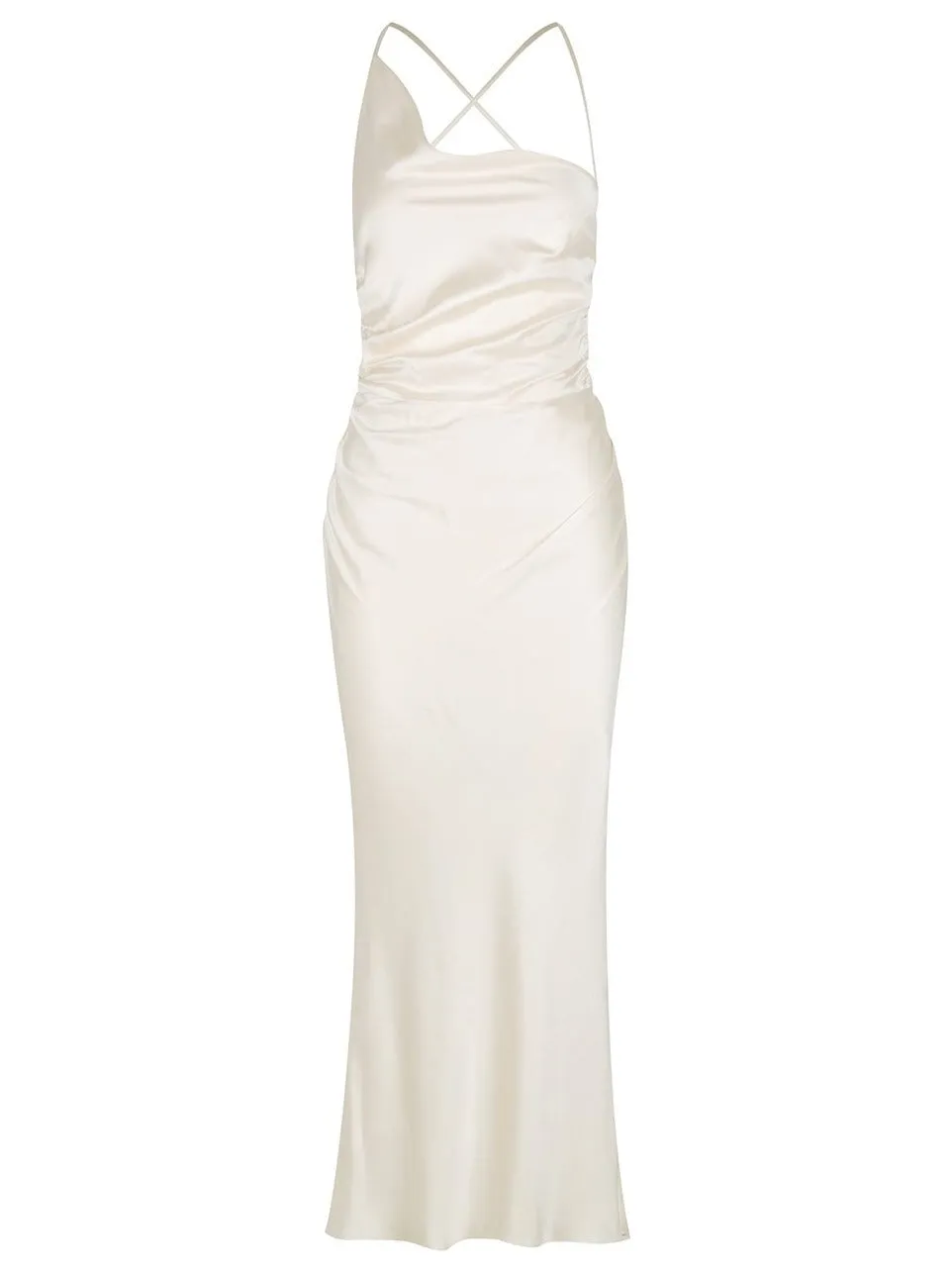 Shona Joy La Lune Asymmetrical Midi Dress in Cream