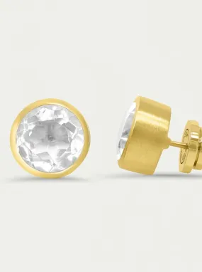 Signature Large Studs - Gold/Crystal Quartz by Dean Davidson