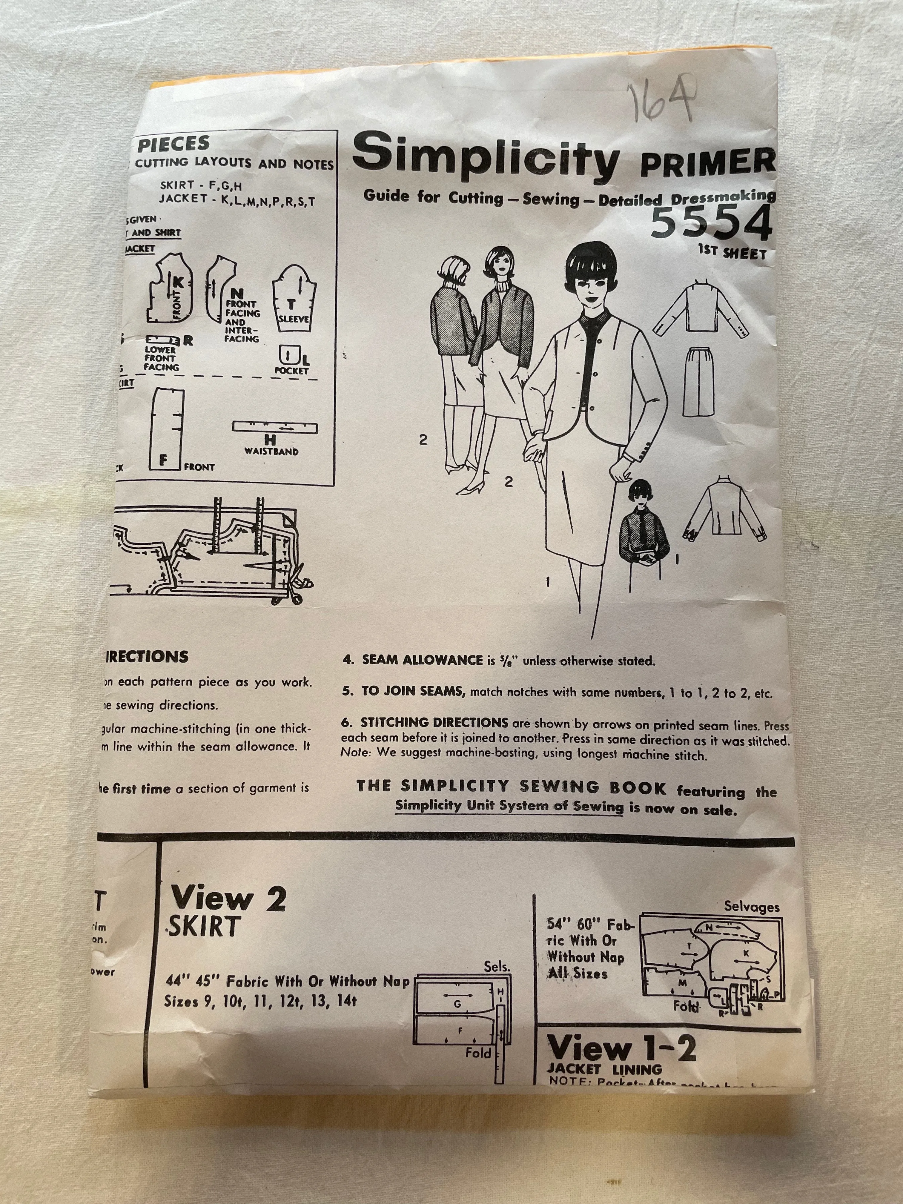 Simplicity Primer Pattern 5554 CUT Girls Skirt & Jacket, Size 12