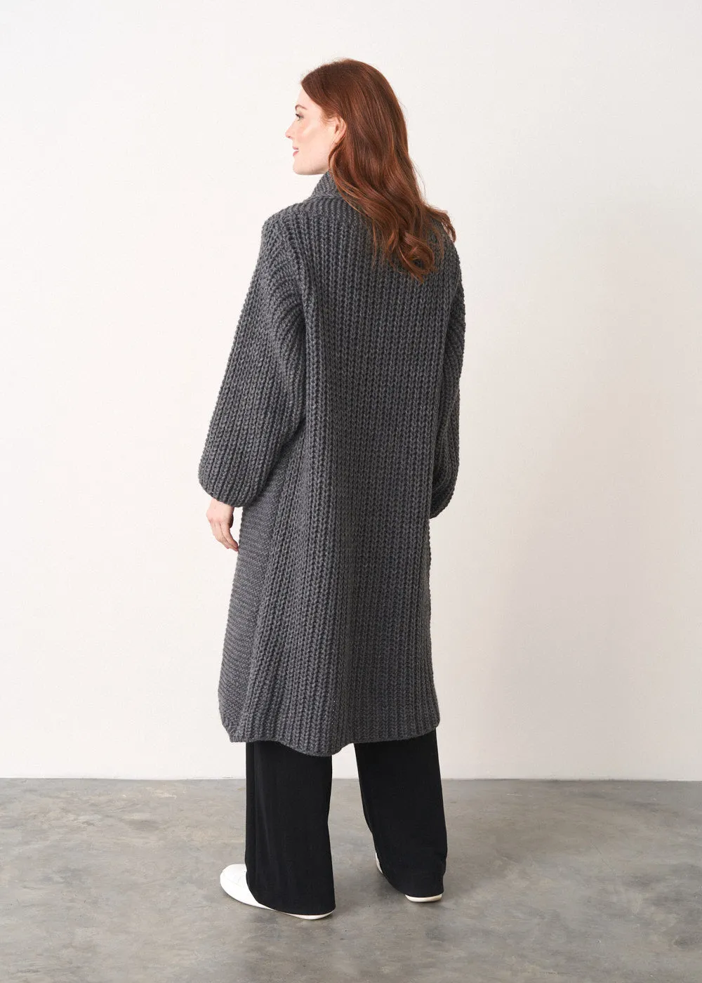 SKYLER LONG CARDIGAN - CHARCOAL