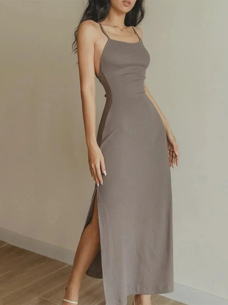 Sleek Slit Sleeveless Maxi Dress