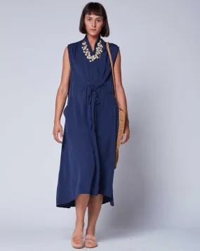 Sleeveless Drawstring Wrap Dress