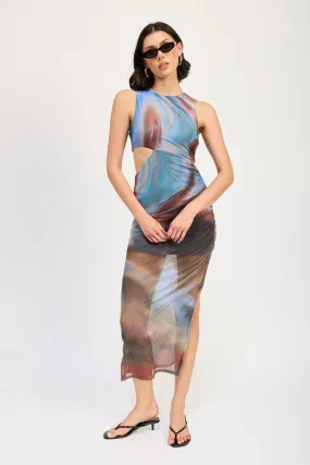 SLEEVELESS MIDI DRESS WITH CUT OUT