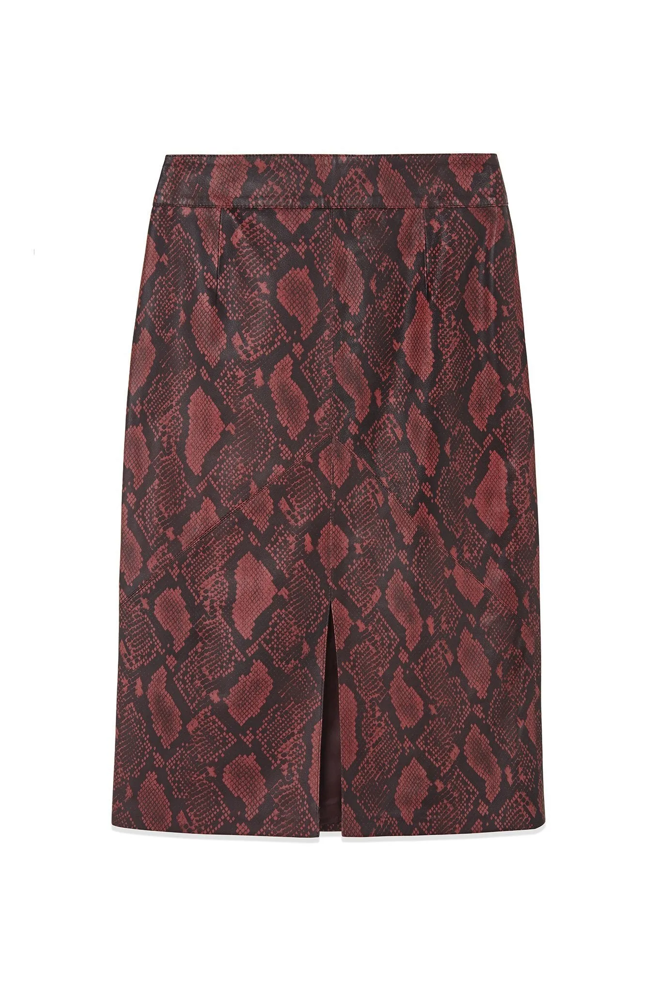 Snake Effect Leather Printed Skirt