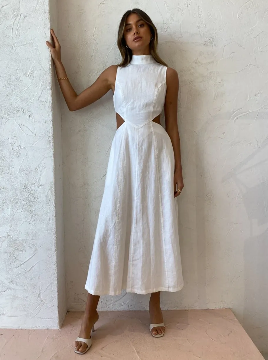 Sovere Virtue Midi Dress in Chalk