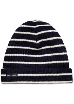 Striped sailor hat for kids - in pure new wool (MARINE/ECRU)