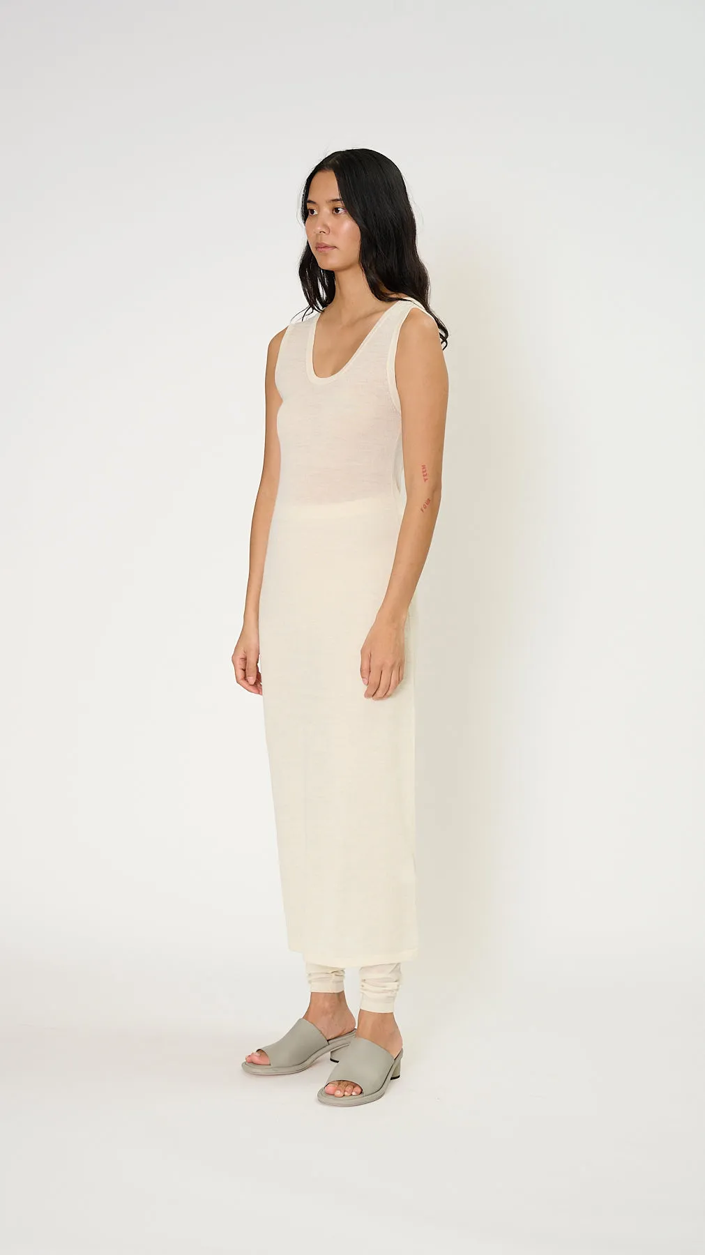 Super Fine Tank Dress in Raw White