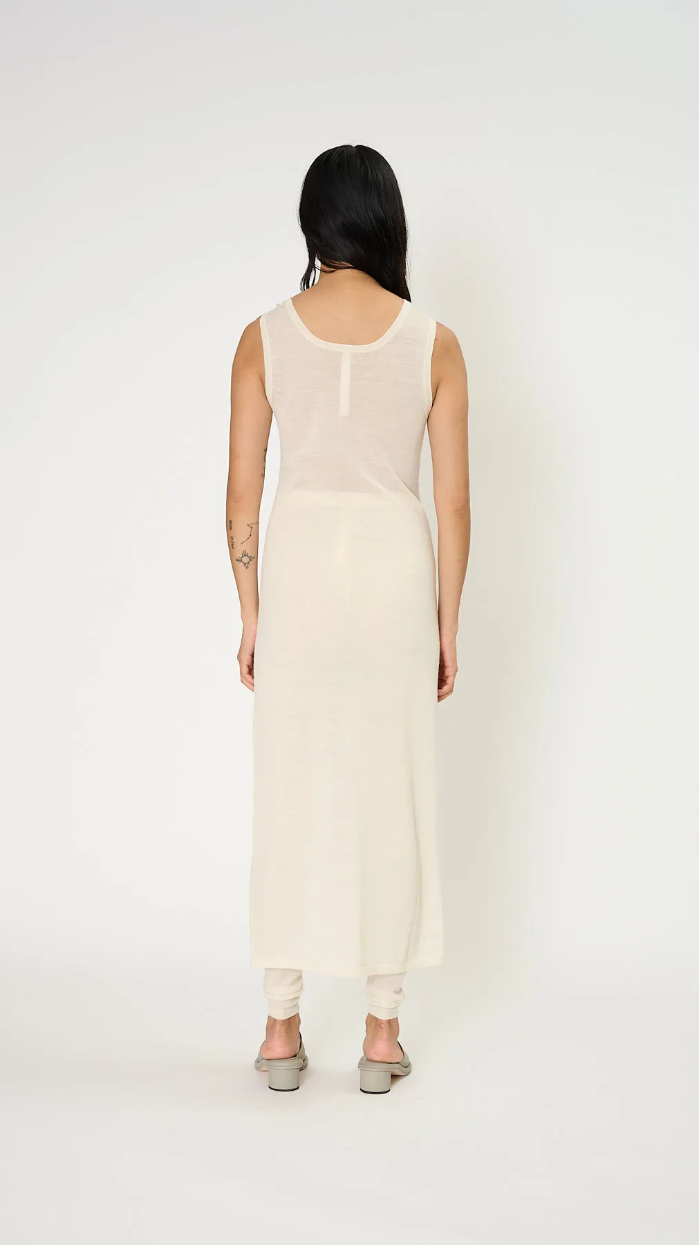 Super Fine Tank Dress in Raw White