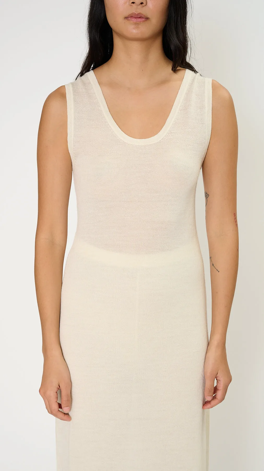 Super Fine Tank Dress in Raw White