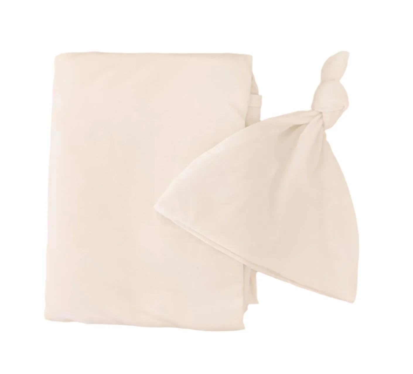 Swaddle Blanket & Baby Hat - White